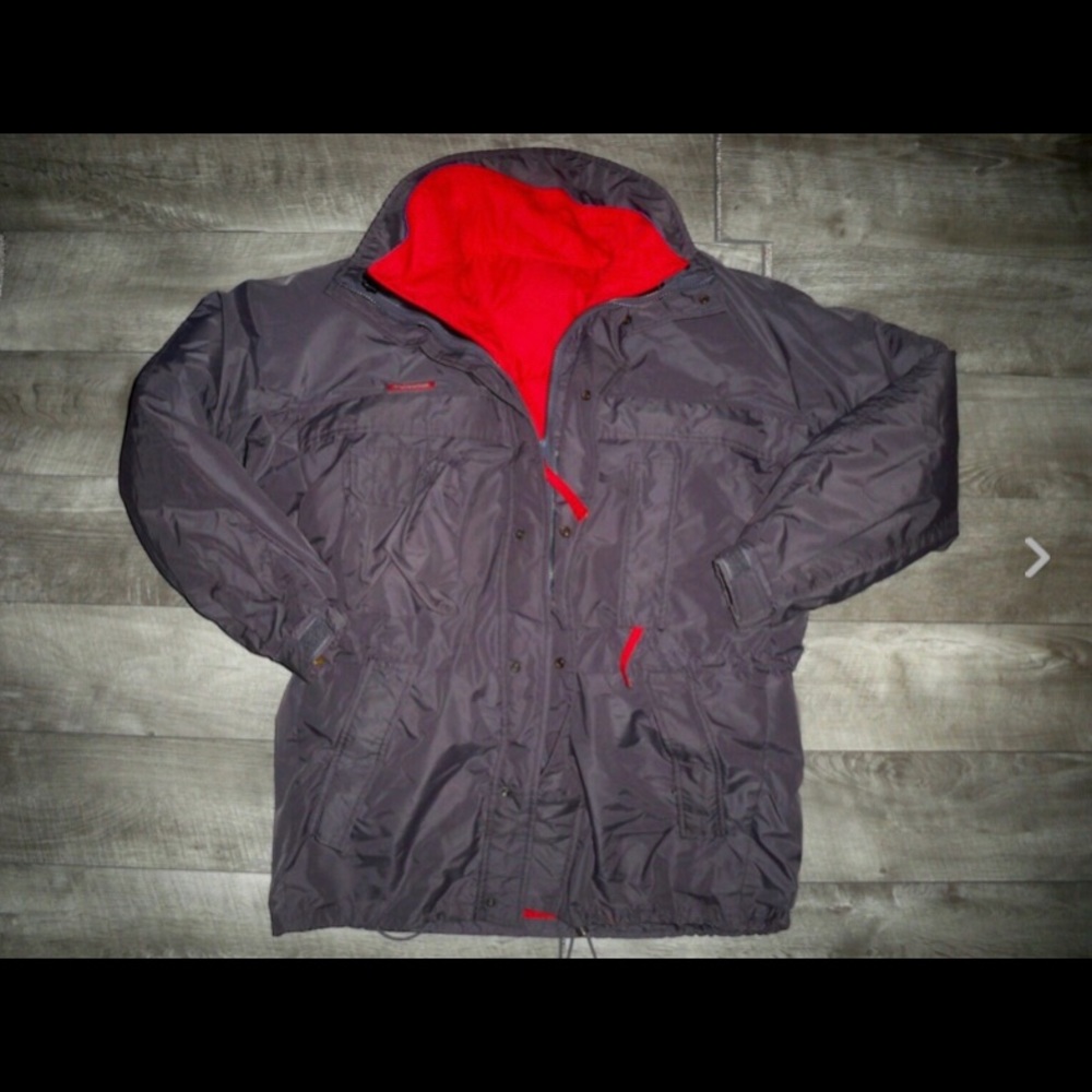 Vintage Columbia 2-In-1 Gray Duck Down Puffer Puffy Mens Jacket Size Large